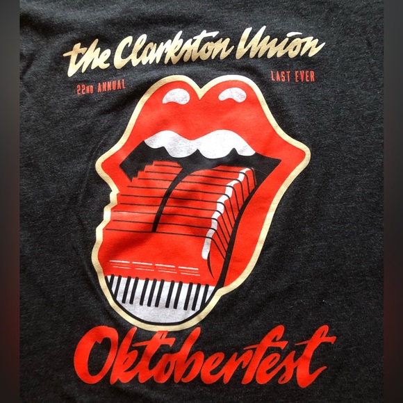 Clarkston Union Oktoberfest Ladies Large Fitted Tee Shirt Lips Piano Key Tongue - Picture 2 of 11
